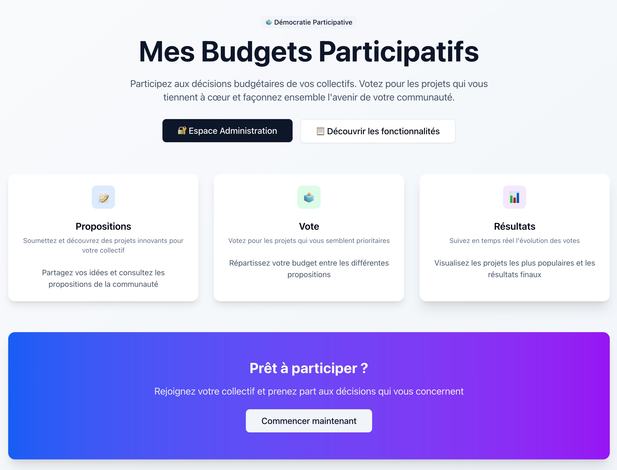 Page d'accueil - Mes Budgets Participatifs
