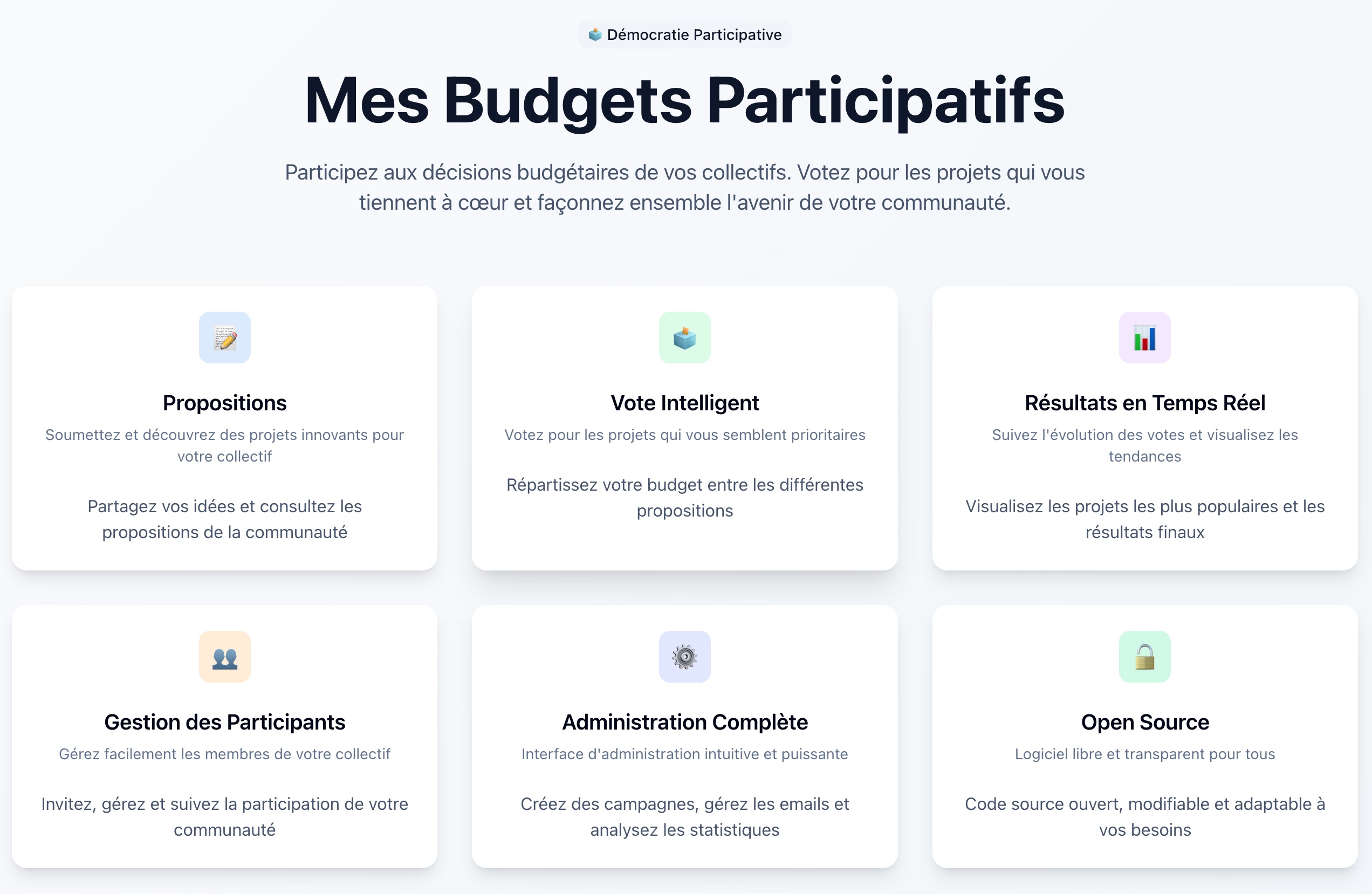 Page d'accueil - Mes Budgets Participatifs